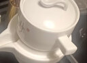 豪祥 紫砂懒人自动陶瓷茶壶冲茶器单个旋转石磨家用办公功夫茶具配件 白静泡茶壶+茶海（高款） 实拍图