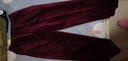 友家坊灯芯绒裤子女妈妈春秋款灯芯绒女裤松紧高腰直筒休闲裤老年条绒裤 酒红色单裤 3XL 建议体重126-140斤 实拍图