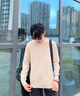 GENIOLAMODE毛衣男士冬季保暖圆领打底内穿长袖毛线针织衫男生衣服 卡其 M 实拍图