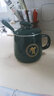 泉劲百家姓陶瓷杯马克杯子恒温水杯学生情侣暖暖杯带盖勺办公咖啡杯 李(墨绿)+盖+钢勺 实拍图