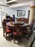 安邸 红木家具非洲花梨（学名：刺猬紫檀）中式实木餐桌椅组合带转盘家用圆桌组合 别墅餐台饭桌 餐厅家具 1.58米如意餐桌+8象头餐椅 实拍图