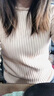 KJ保暖内衣新款半高领保暖上衣女士毛衣秋冬季加绒加厚打底保暖衣女 加绒浅咖色（彩色袖） XL 实拍图