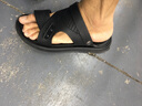 老人头 凉鞋男夏季沙滩鞋牛皮透气两用鞋清凉舒适高弹力软底防滑凉拖鞋 黑色 38 实拍图