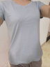 艾路丝婷新款短袖T恤女V领上衣纯色打底体恤TX3560 紫色 160/84A/M 实拍图
