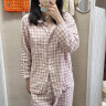 无印良品 MUJI 女式无侧缝双层纱织睡衣纯棉全棉 FDA20C1A 女士家居服套装 粉红色格纹 S-M 实拍图