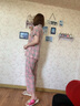 多俏美睡衣女夏季短袖长裤纯棉两件套装夏天薄款中年妈妈格子全棉家居服 TG61011女短袖 L 实拍图