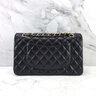 【二手95新】Chanel香奈儿 经典款 2.55 CF中号 羊皮 牛皮 荔枝皮 女士单肩包斜挎包 97新CF中号羊皮黑金 实拍图