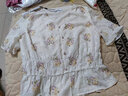 百图（betu）betu百图女装衬衫V领浪漫绣花衬衣女夏季荷叶边短袖衬衫女2205T25 米白 M 实拍图