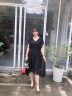 莎妮朵罗连衣裙夏雪纺裙新品显瘦款短袖V领遮肚子时尚小黑裙子15956 黑色 XL建议115-128斤穿着 实拍图