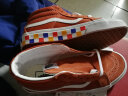 VANS范斯官方 SK8-Mid Reissue复古脏橘彩色棋盘格印花情侣板鞋 橙色 36 实拍图