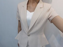伊雅露莎短袖职业小西装套装女夏季微弹高端免烫西服工衣通勤商务正装919 灰色西装+九分裤  L 100-110斤 实拍图