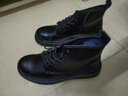 井迈【牛皮】真皮马丁靴男高帮皮鞋英伦中帮男士工装秋冬款黑色皮靴潮 黑色6孔中帮系带【四季款】 44 标准码 实拍图