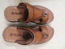 老人头凉鞋男夏季新款真皮夹脚人字拖防滑休闲沙滩夹趾凉拖鞋 棕色 41 实拍图