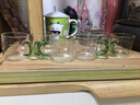 正扬 加厚耐热带把玻璃杯子透明功夫茶具茶杯品茗花茶杯水杯小咖啡杯 6个玻璃把杯_孔雀绿 实拍图