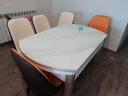 骄兰诗雅 实木餐桌现代简约小户型岩板家用圆形餐桌椅组合可伸缩折叠餐厅 香槟金（钢化玻璃） 1.35m 1桌6椅（椅子发4白+2橘色） 实拍图