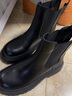 百丽（Belle）厚底烟筒靴女英伦风切尔西靴X2G2DDD3 黑色-单里 38 (240mm) 实拍图