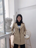 欧润娜 风衣女中长款春秋季新款百搭外套黑色女士小个子韩版修身流行 卡其色 请核对好正确尺码 实拍图