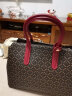satchi沙驰手提包 时尚简约印花女包多功能撞色斜跨大容量PVC托特包 啡色/酒红色 实拍图