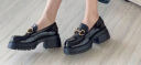 康莉（COMELY）厚底乐福鞋女秋季新款增高百搭单鞋黑色JK小皮鞋秋季女鞋 黑色 38 实拍图