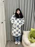另约三层夹棉珊瑚绒睡袍女冬季2026年新款加厚长款宽松家居服睡衣套装 6345JI 蓝白格子兔 XL 实拍图