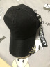 士丹熊新款韩版帽子个性别针破洞长尾棒球帽鸭舌帽子时尚男女潮遮阳 黑色 实拍图