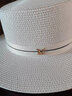 撞青春防晒遮阳帽草帽女春夏季草编欧美法式时尚平顶礼帽沙滩百搭太阳帽 白色 均码（55-60cm） 实拍图