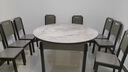 上林春天 岩板餐桌 实木餐桌椅组合现代简约伸缩折叠圆桌吃饭桌子餐厅家具 意大利灰-黑灰框架【木椅】 1.35m 一桌八椅 实拍图