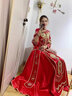 枝己丝绒秀禾服新娘婚纱2025新款结婚礼服中式嫁衣古装敬酒服婚服 丝绒1111 S 实拍图