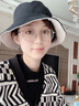 SOMUBAY 帽子女ins双面网红渔夫帽女韩版百搭日系小清新可爱chic潮防晒遮阳帽子春夏太阳帽 DYM-136(双面黑白） M(56-58cm) 实拍图