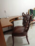 创运实木餐椅头层牛皮休闲椅真皮美式椅子客厅靠背椅办公椅餐厅餐桌椅 浅棕全头层牛皮 实拍图