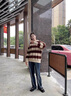 潮陣 ins毛衣男条纹港风圆领套头打底衫秋冬新款韩版潮流宽松时尚针织衫情侣帅气毛衫 咖啡色 XL 实拍图