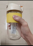 名锐（MINGRUI）玻璃杯水杯女咖啡杯便携车载双开两用吸管杯子防烫高颜值学生礼物 柠檬黄500ml 实拍图