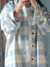 PMOG蓝色格子衬衫女vintage设计小众夏薄款长袖宽松小个子外套 ASL蓝色/【夏季可穿】薄款 L 适合106-120斤 实拍图