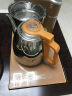 瓷牌茗茶具功夫茶具茶盘实木家用整套四合一电热炉茶台茶托盘排水式仿乌金石 兰心凤角四合一茶盘黑色电热炉 实拍图