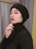 目丸网红时尚暗黑系堆堆帽子女毛线帽潮韩棉帽百搭冷帽月子针织帽秋冬 黑色 双面针织 55-60cm(有弹力) 实拍图