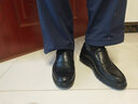 老人头皮鞋男鞋商务休闲鞋真皮爸爸鞋透气轻便防滑加棉皮鞋绒毛保暖鞋子 黑色-单鞋款 42 实拍图