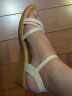 红蜻蜓女凉鞋夏季时尚百搭一字带真皮软底舒适女士妈妈坡跟凉鞋女平底鞋 米色（WTK21045） 37 实拍图