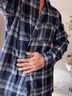 啄木鸟长袖衬衫男春秋季外套男士休闲上衣服男装青年潮流百搭格子衬衣男 CS1919藏青格 3XL 实拍图