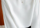VKGZ重磅真丝衬衫女桑蚕丝上衣夏季新款轻奢百搭七分袖宽松垂感好T恤 月光白色 S（96-115斤） 晒单实拍图