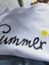 妃丽慕尚（FEILIMUSHANG）纯棉正肩短袖t恤女夏季2024年新款韩版洋气印花学生宽松上衣服ins 9021-白色 XL 实拍图