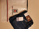 AEMAPE苹果纯棉秋冬季牛仔裤中老年高腰深裆宽松直筒爸爸装百搭加绒长裤 （厚款）A款#深蓝色 32 (2尺5) 实拍图
