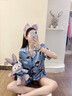 有趣熊睡衣女夏季冰丝女士大码休闲仿真丝绸春秋夏天家居服两件套装 NSMZY-1901女双短灰色公主兔 L 【身高155-160体重106-121】 实拍图