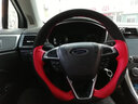 适用于福特新蒙迪欧真牛皮手缝方向盘套经典福克斯/福睿斯/锐界翼虎/博金牛座探险者汽车改装把套四季通用 磨砂+红色皮 实拍图