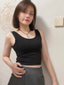 别语 黑色吊带背心女夏季新款内搭外穿运动美背秋冬打底无袖短款上衣 黑色 【u领 短款】 L (96-106斤) 实拍图
