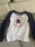 Converse 匡威儿童装男童长袖t恤春秋款纯棉打底衫中大童女孩圆领套头上衣 纯白色-插肩袖-纯棉 130 /64 【建议身高116-122cm】 实拍图