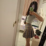 欧贝汐半身裙女百褶裙春夏春秋冬季裙子A字半裙学生j格裙学院风女装短裙 灰色 M 实拍图