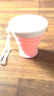 旅行硅胶折叠杯子可装开水带盖密封水杯伸缩式漱口杯牙刷杯儿童便携饮水杯出差运动户外旅游用品 中杯粉色(250ml带扣环) 实拍图
