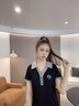 薇洛萱（WeiLuoXuan）polo领2025夏季新款连衣裙女宽松t恤裙棉显瘦遮肚减龄韩版a字9225 黑色 XL 建议115-130斤 实拍图