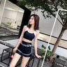 澜涛 游泳衣女士高级2025新款遮肚显瘦泡温泉大码加肥泳衣女胖遮肚子 黑色 L (85-100斤) 实拍图