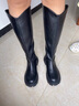 狄德拉大码女靴41一43长筒靴女秋冬厚底粗腿骑士靴胖mm大筒围v口高筒靴 黑色单里(加肥筒) 39 (245mm) 标准码 实拍图